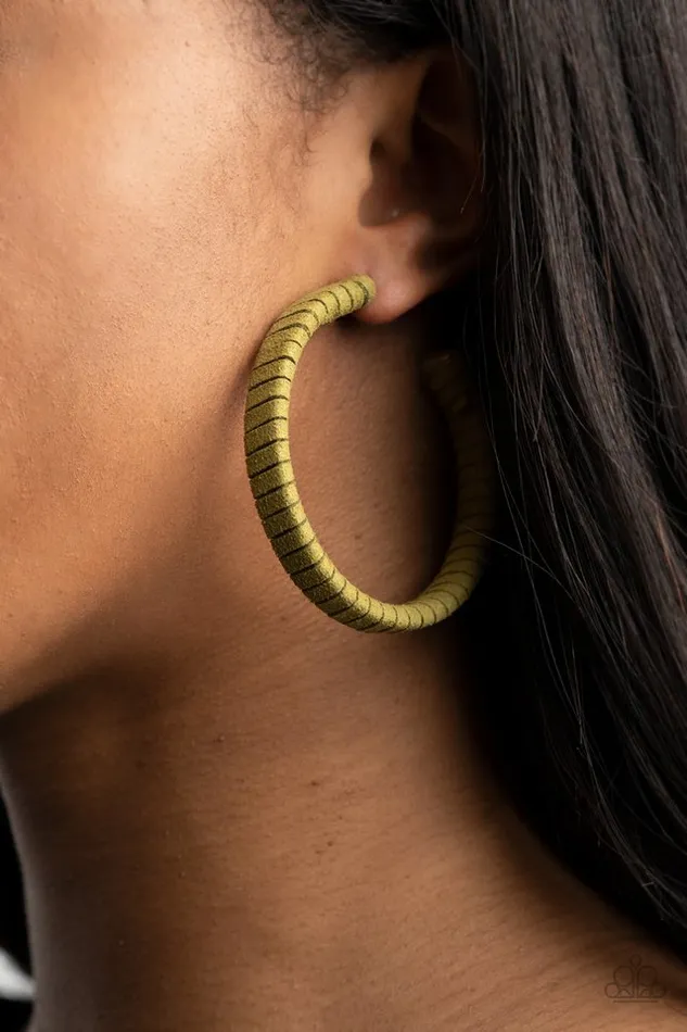 Earrings Paparazzi Jewelry Paparazzi Earring Suede Parade Green