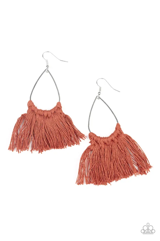 Earrings Paparazzi Jewelry Paparazzi Earring Tassel Treat Brown