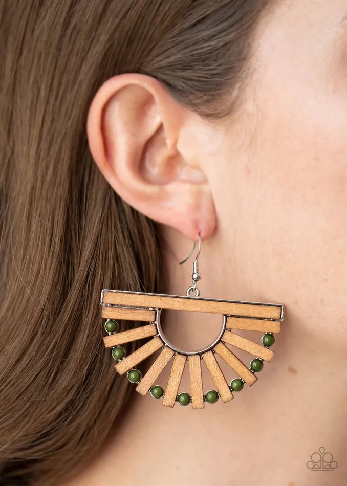 Earrings Paparazzi Jewelry Paparazzi Earring Wooden Wonderland Green
