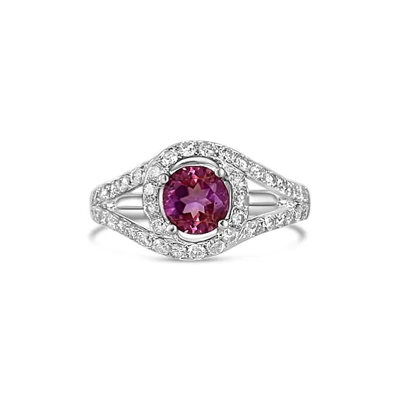Engagement Collections Rings 14K White Gold Amethyst and Diamond Ring
