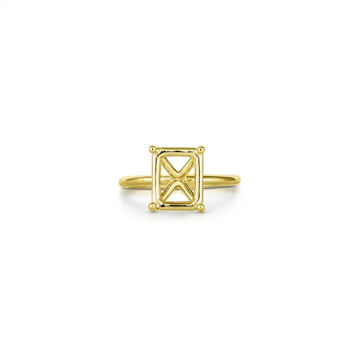 Engagement Collections Rings 14K Yellow Gold Solitaire Ring for Emerald Cut Diamond Engagement Collections Rings 14K Yellow Gold Solitaire Ring for Emerald Cut Diamond