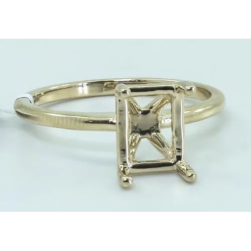 Engagement Collections Rings 14K Yellow Gold Solitaire Ring for Emerald Cut Diamond Engagement Collections Rings 14K Yellow Gold Solitaire Ring for Emerald Cut Diamond