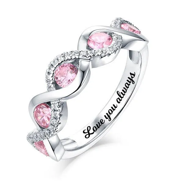 Engraved Sterling Silver Twist Ring with Family Birthstones Perfect for Mothers Anniversaries and Special Occasions Belbren Rings Engraved Sterling Silver Twist Ring with Family Birthstones Perfect for Mothers Anniversaries and Special Occasions Belbren Rings