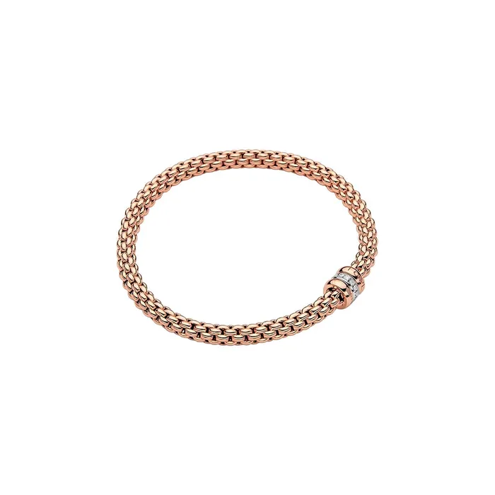 FOPE Bracelets FOPE 18K Rose Gold Solo Collection Flexible Diamond Bracelet Small Size