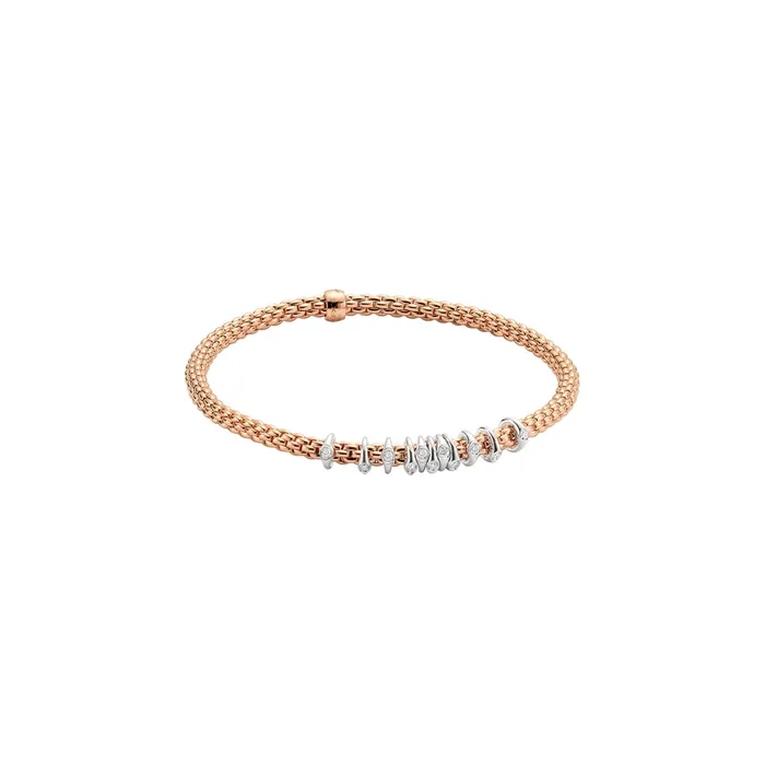 FOPE Fope 18K Rose Gold Prima Collection Flexible Diamond Bracelet Large Size Bracelets