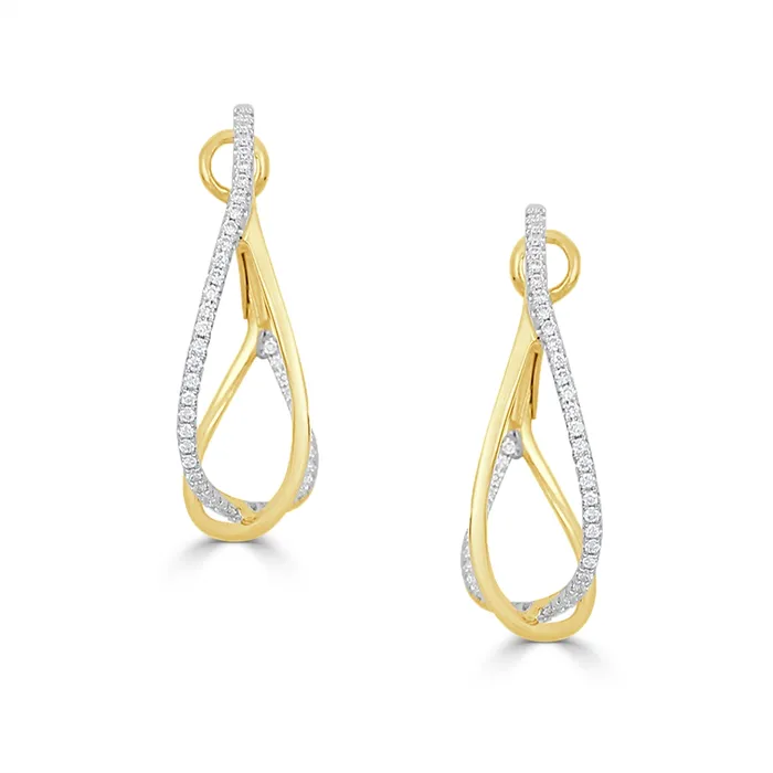 Frederic Sage Earrings Frederic Sage 14K Yellow Gold Crossover Hoop Diamond Earrings Frederic Sage Earrings Frederic Sage 14K Yellow Gold Crossover Hoop Diamond Earrings