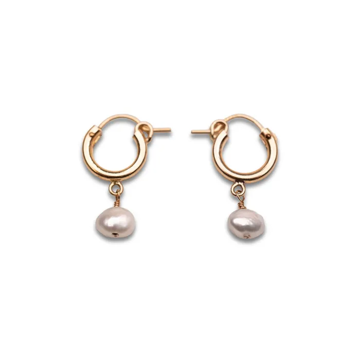 Gold Filled Pearl Clasp Hoops TheRoseGypsy Earrings