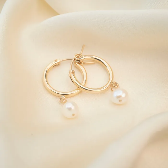 Gold Filled Pearl Clasp Hoops TheRoseGypsy Earrings