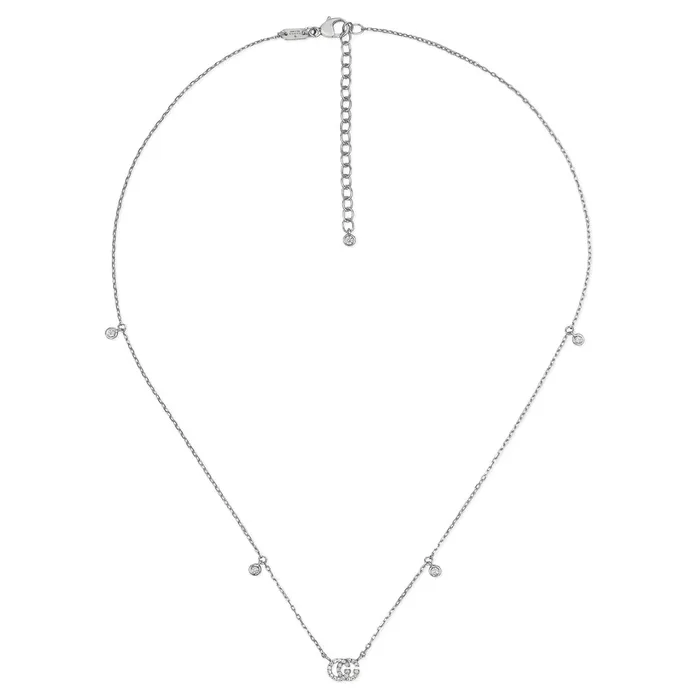 Gucci Necklaces Gucci 18K White Gold GG Running Diamond Necklace
