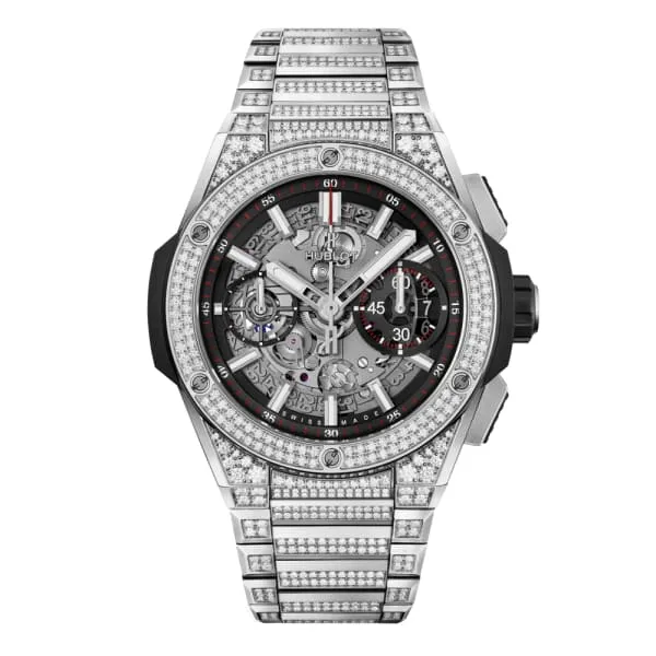 Hublot Bracelets Hublot Big Bang Integrated Titanium Pave 42mm Watch Ref 451NX1170NX3704 Skeleton Dial Diamond Bezel in Titanium Diamond Bracelet Hublot Bracelets Hublot Big Bang Integrated Titanium Pave 42mm Watch Ref 451NX1170NX3704 Skeleton Dial Diamond Bezel in Titanium Diamond Bracelet
