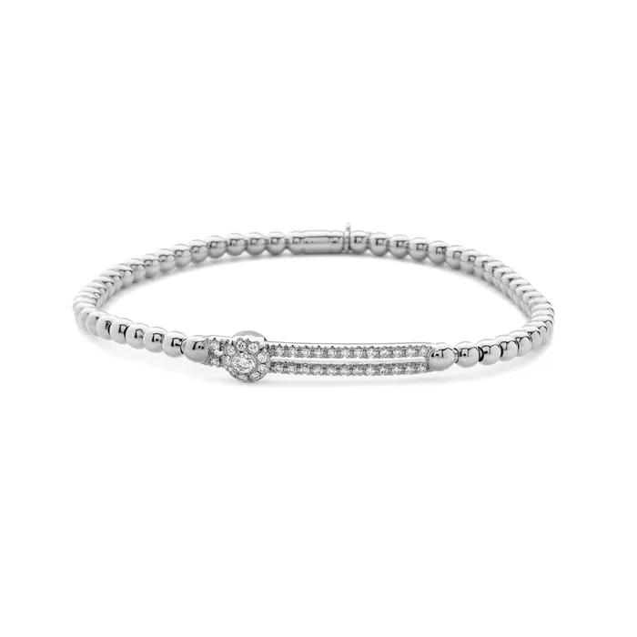 Hulchi Belluni Bracelets Hulchi Belluni 18K White Gold One Circle Diamond Tresore Stretch Bracelet