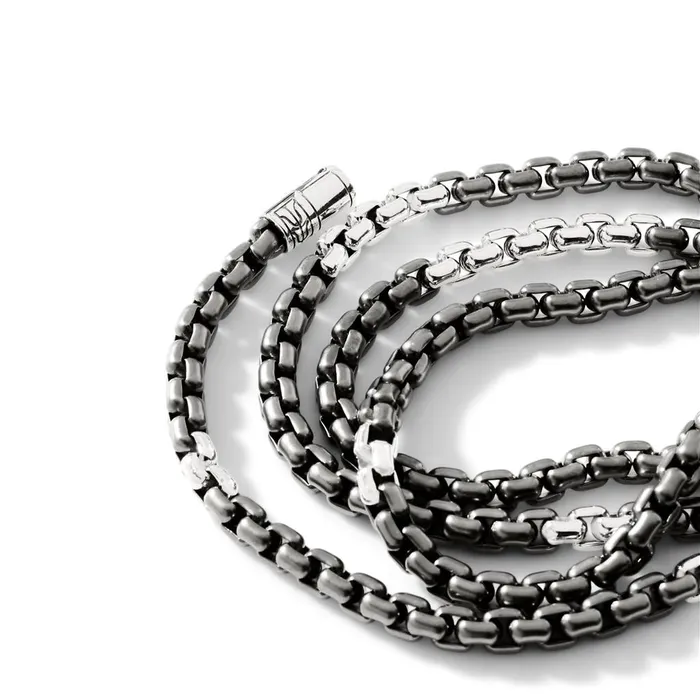 John Hardy Classic Chain Silver Industrial 48mm Box Chain Necklace with Black Rhodium John Hardy Necklaces John Hardy Classic Chain Silver Industrial 48mm Box Chain Necklace with Black Rhodium John Hardy Necklaces