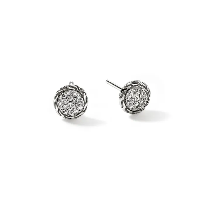 John Hardy Earrings John Hardy Essentials Silver 7mm Pave Diamond Stud Earrings John Hardy Earrings John Hardy Essentials Silver 7mm Pave Diamond Stud Earrings