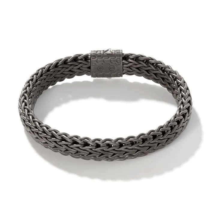 John Hardy Mens Classic Chain Silver with Matte BlackGrey Rhodium Large Flat Chain Bracelet Size Univeral Large John Hardy Bracelets John Hardy Mens Classic Chain Silver with Matte BlackGrey Rhodium Large Flat Chain Bracelet Size Univeral Large John Hardy Bracelets
