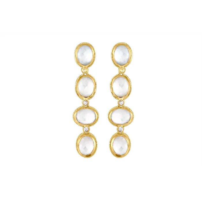 Julie Vos 24K Yellow Gold Plated Calpso Dangle Earrings with Iridescent Clear Crystal Julie Vos Earrings Julie Vos 24K Yellow Gold Plated Calpso Dangle Earrings with Iridescent Clear Crystal Julie Vos Earrings