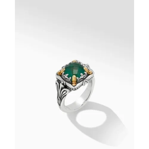 Konstantino Rings Konstantino GenK Silver and 18K Gold Green Aventurine Doublet Ring Konstantino Rings Konstantino GenK Silver and 18K Gold Green Aventurine Doublet Ring