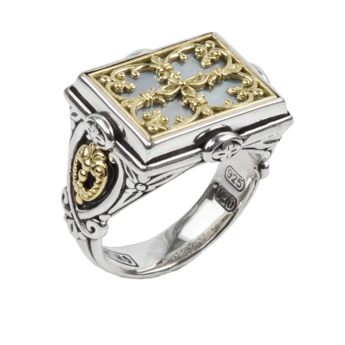 Konstantino Rings Konstantino Hestia Silver and Gold Mother of Pearl Ring