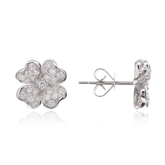 Meierotto Jewelers Earrings 18K White Gold Diamond Flower Stud Earrings