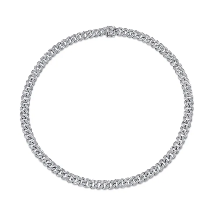 Meierotto Jewelers Necklaces 14K White Gold Pave Diamond Link Necklace Meierotto Jewelers Necklaces 14K White Gold Pave Diamond Link Necklace