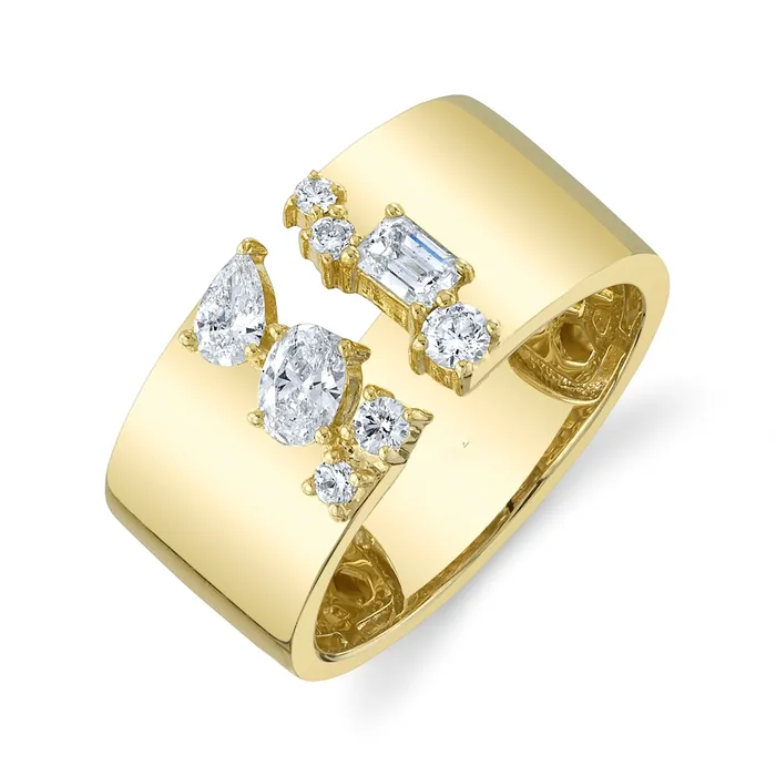 Meierotto Jewelers Rings 14K Yellow Gold Emerald Oval Pear and Round Open Diamond Ring Meierotto Jewelers Rings 14K Yellow Gold Emerald Oval Pear and Round Open Diamond Ring