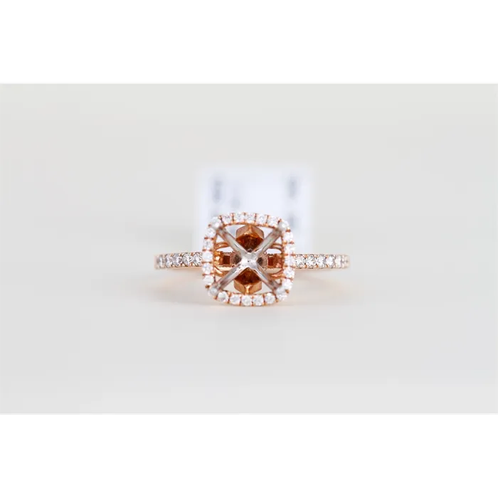 Natalie K 14K Rose Gold Semi Mount Cushion Halo Natalie K Earrings