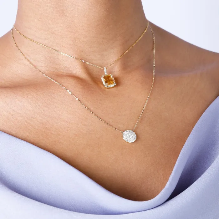 Necklaces 79ctw Round Diamond Cluster 14K Gold Necklace Croghans