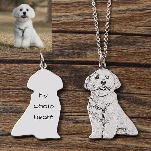 Necklaces Belbren Personalized Pet Memorial Photo Necklace Sterling Silver