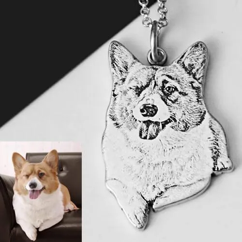 Necklaces Belbren Personalized Pet Memorial Photo Necklace Sterling Silver