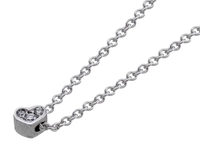 Necklaces CJ Charles Jewelers 18k White Gold Diamond Contemporary Heart Pendant Necklace Necklaces CJ Charles Jewelers 18k White Gold Diamond Contemporary Heart Pendant Necklace