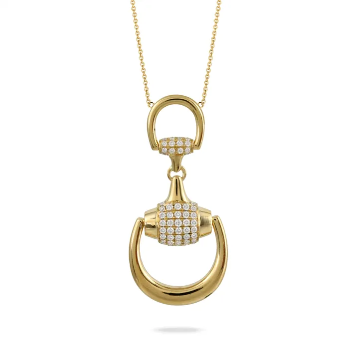 Necklaces Doves 18K Yellow Gold Diamond Horse Bit Pendant Necklace Doves Necklaces Doves 18K Yellow Gold Diamond Horse Bit Pendant Necklace Doves