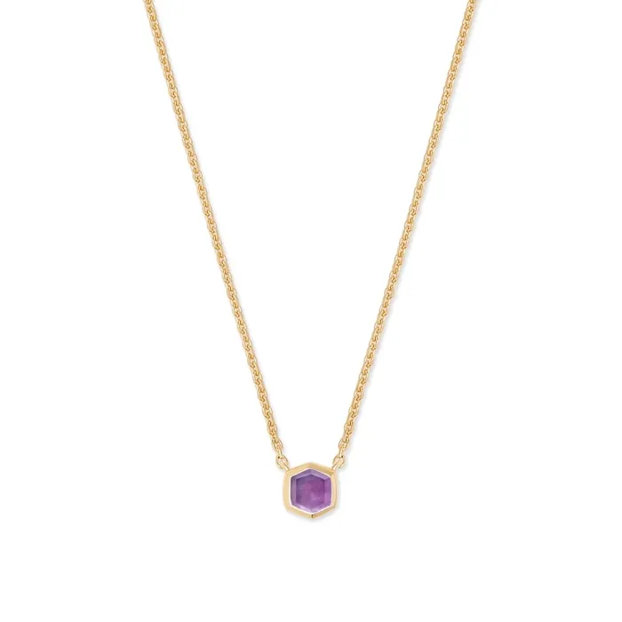 Necklaces Kendra Scott Kendra Scott 18K Yellow Gold Vermeil Davie Pendant Necklace in Amethyst Necklaces Kendra Scott Kendra Scott 18K Yellow Gold Vermeil Davie Pendant Necklace in Amethyst