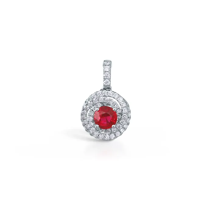 Necklaces Meierotto Jewelers 14K White Gold Ruby and Diamond Swirl Pendant Necklaces Meierotto Jewelers 14K White Gold Ruby and Diamond Swirl Pendant