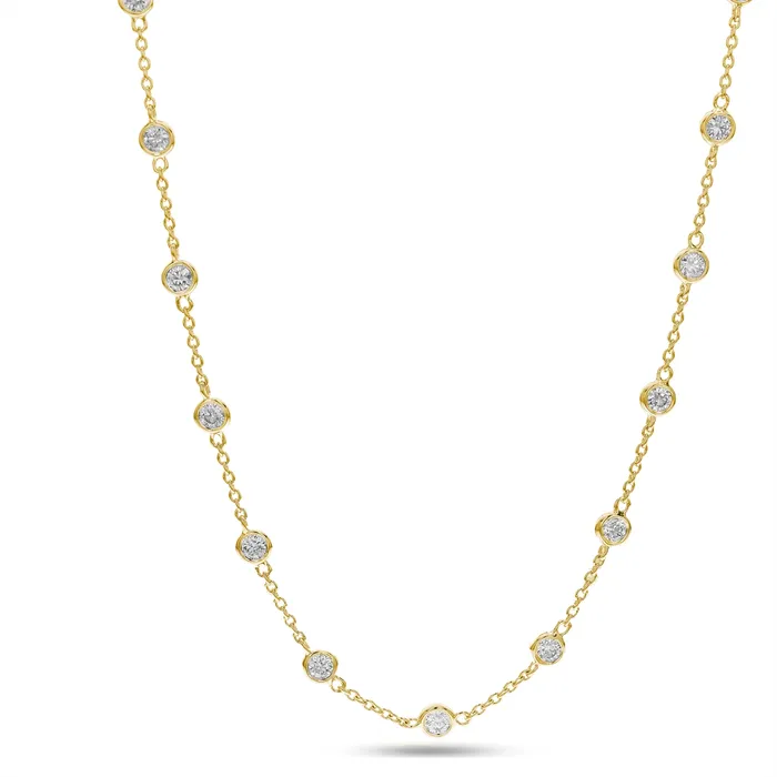 Necklaces Meierotto Jewelers 18K Yellow Gold Diamond Station Necklace