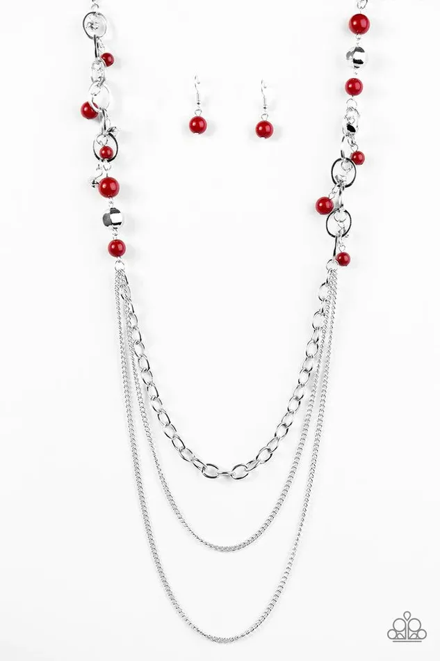 Necklaces Paparazzi Jewelry Paparazzi Necklace Carefree and Capricious Red