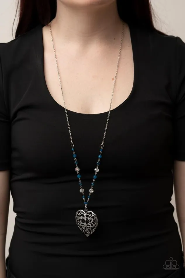 Necklaces Paparazzi Jewelry Paparazzi Necklace Doting Devotion Blue