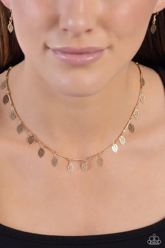 Necklaces Paparazzi Jewelry Paparazzi Necklace LEAF a Light On Gold