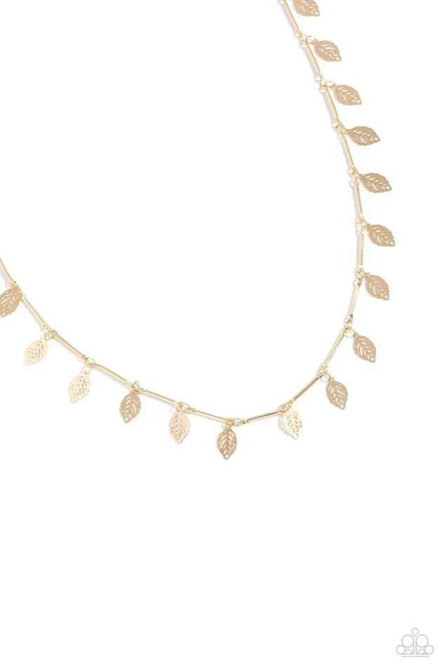Necklaces Paparazzi Jewelry Paparazzi Necklace LEAF a Light On Gold Necklaces Paparazzi Jewelry Paparazzi Necklace LEAF a Light On Gold