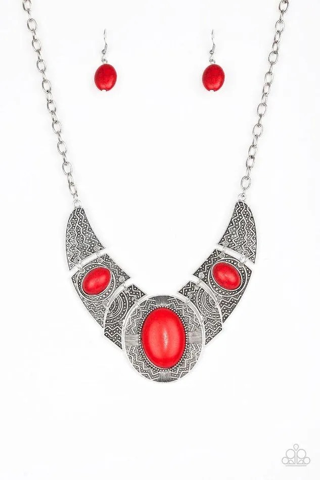 Necklaces Paparazzi Jewelry Paparazzi Necklace Leave Your LANDMARK Red