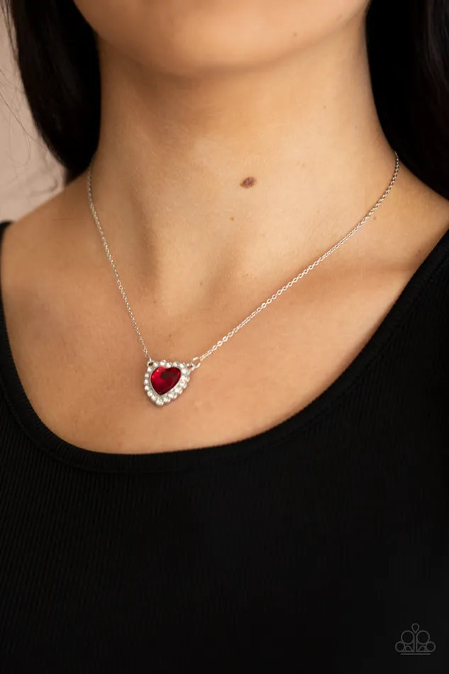 Necklaces Paparazzi Jewelry Paparazzi Necklace Out of the GLITTERYness of Your Heart Red