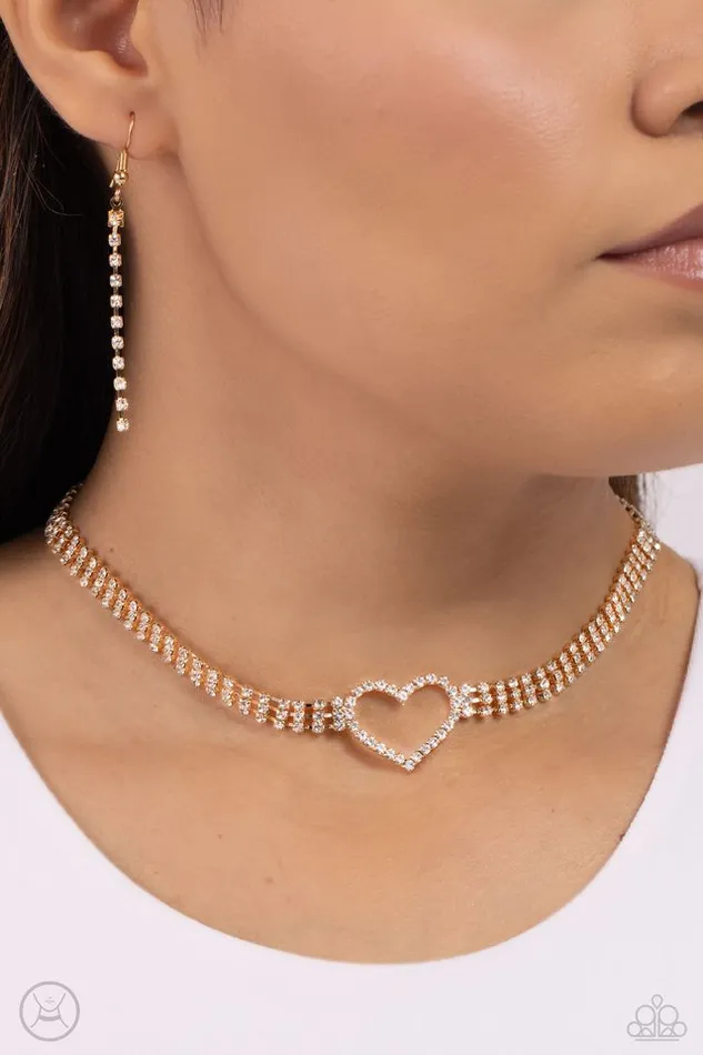 Necklaces Paparazzi Jewelry Paparazzi Necklace Rows of Romance Gold
