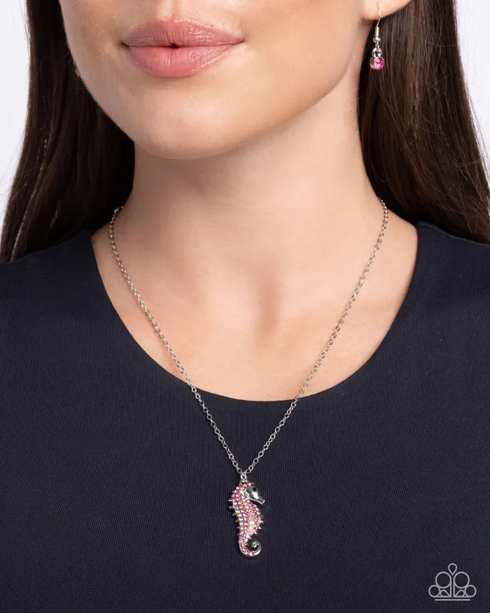 Necklaces Paparazzi Jewelry Paparazzi Necklace Seahorse Sailor Pink