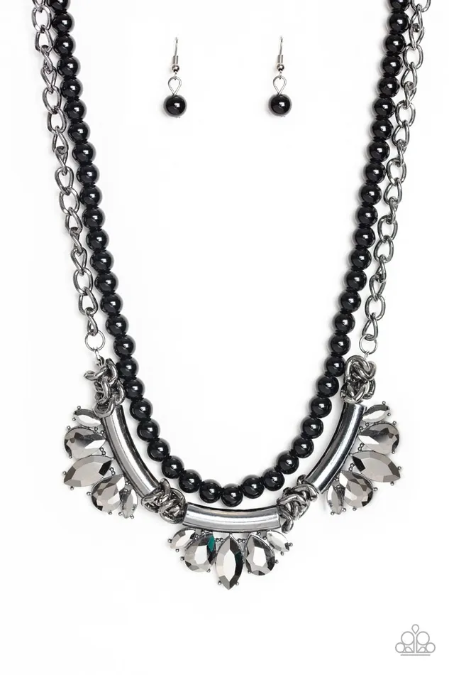 Necklaces Paparazzi Necklace Bow Before The Queen Black Paparazzi Jewelry