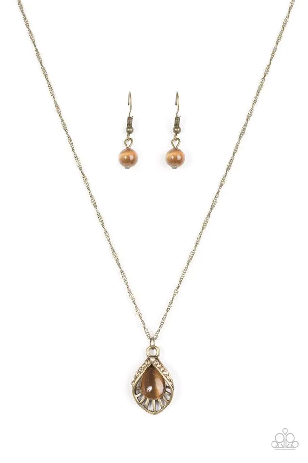 Necklaces Paparazzi Necklace Cherished Treasure Brass Paparazzi Jewelry