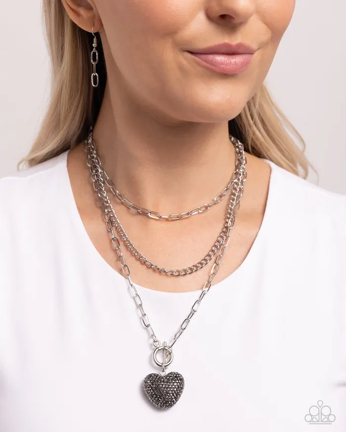 Necklaces Paparazzi Necklace HEART Gallery Silver Paparazzi Jewelry