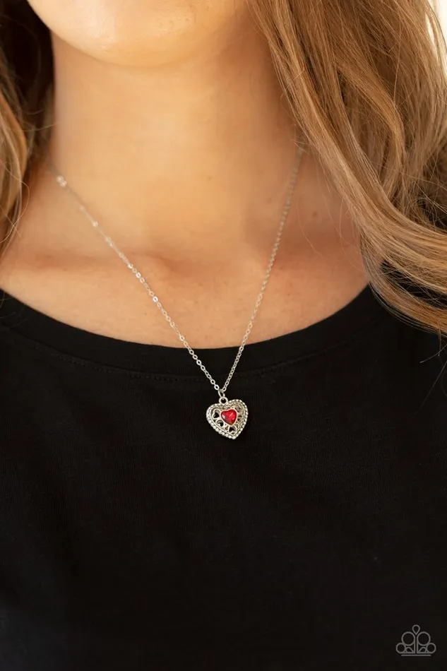 Necklaces Paparazzi Necklace Treasures of the Heart Red Paparazzi Jewelry