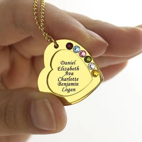 Necklaces Personalized Mothers Day Heart Necklace Customizable Gold or Silver Pendant with Engraved Names and Birthstones Belbren Necklaces Personalized Mothers Day Heart Necklace Customizable Gold or Silver Pendant with Engraved Names and Birthstones Belbren