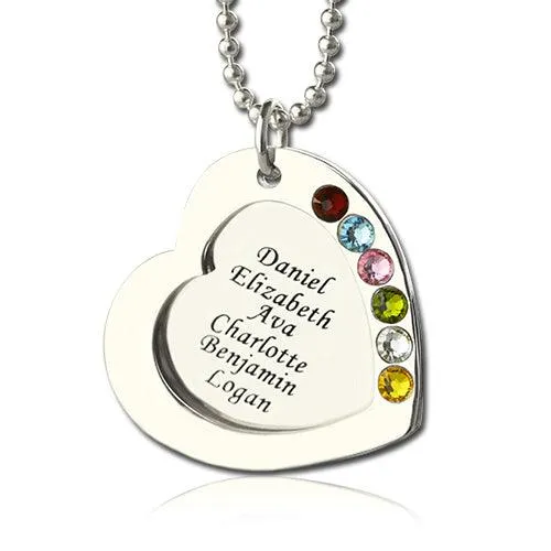 Necklaces Personalized Mothers Day Heart Necklace Customizable Gold or Silver Pendant with Engraved Names and Birthstones Belbren