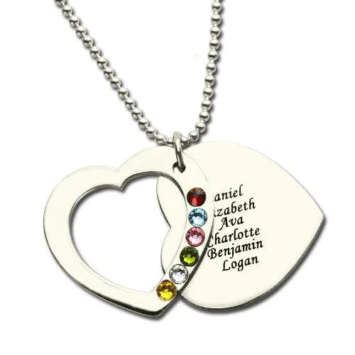 Necklaces Personalized Mothers Day Heart Necklace Customizable Gold or Silver Pendant with Engraved Names and Birthstones Belbren