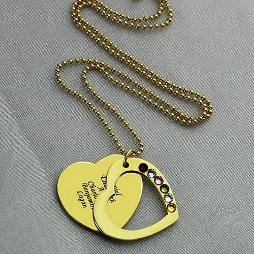 Necklaces Personalized Mothers Day Heart Necklace Customizable Gold or Silver Pendant with Engraved Names and Birthstones Belbren