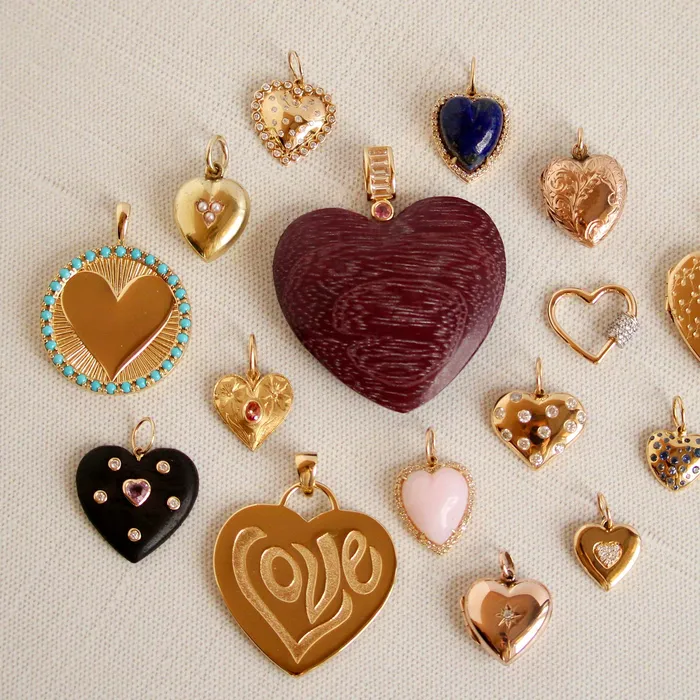 Necklaces Pink Sapphire Diamond 14K Gold Wood Heart Pendant Croghans